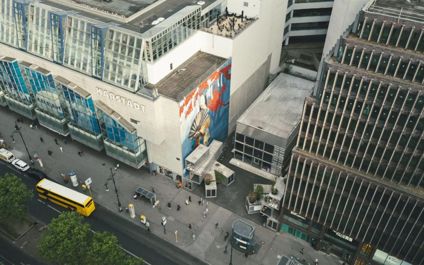 Aerial view of Hypecast podcast studio Berlin at Ku'damm 229